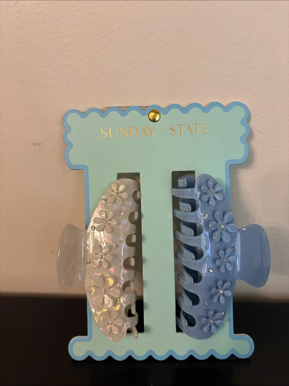 Sunday State Floral Resin Hair Clip Set - Blue & Yellow